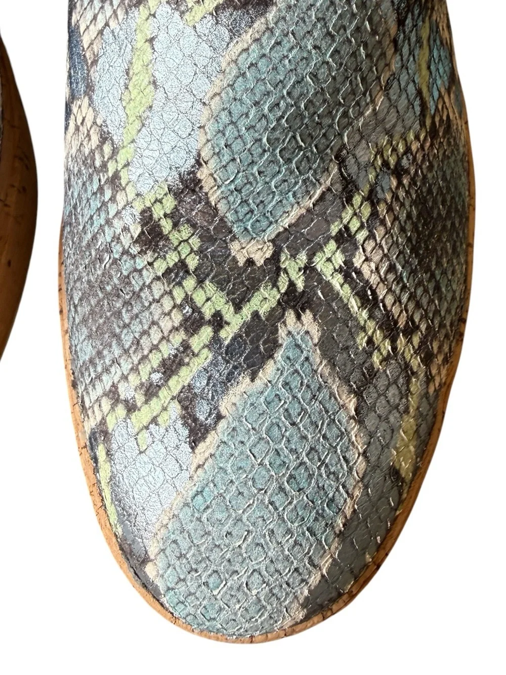 SARTO By Franco Sarto Derek Blue Green Snake-Print Leather Slip-On Flats sz 9.5